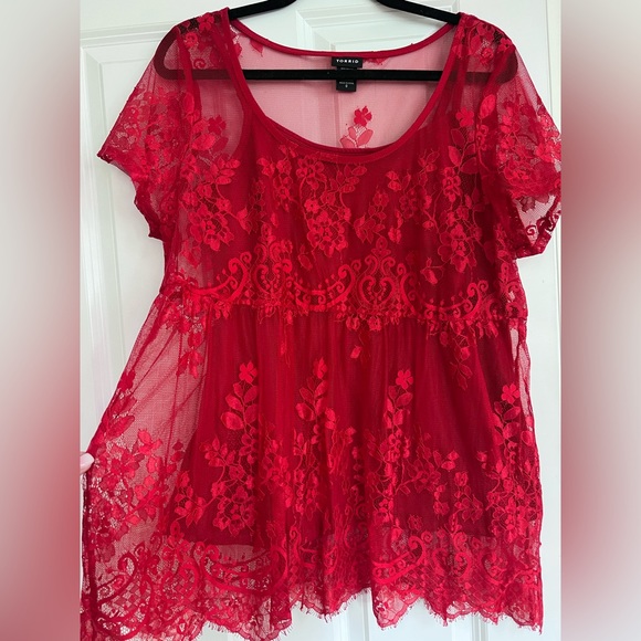 Torrid Holiday Lace Top with Matching Cami - Picture 2 of 5